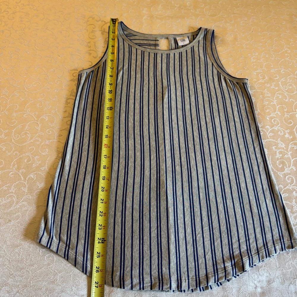 Cabi Ticker Tee Striped Blue and Gray Tank Top - Picture 13 of 16